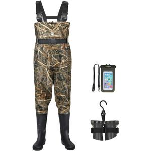TIDEWE Bootfoot Chest Wader, 2-Ply Nylon/PVC Waterproof Fishing Hunting Waders with Boot Hanger for Men Women Green Brown (Next Camo Evos) 
Size 12
