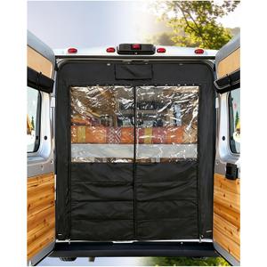 Insulated Rear Door Curtain Fit for RAM Promaster 2007-2025 High Roof, AC Air Saver & Heat Blocker, Thermal Blackout, Waterproof All-Season Climate Control, Auto-Close Magnets, Vanlife