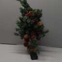 [ 8 Modes & Timer] 24 Inch Realistic Tabletop Christmas Tree Small Christmas Tree with 50 Warm Lights Battery Operated Red Berries Pine Cone Burlap Base Indoor Home Table Christmas Decorations (Spruce Green)