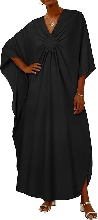 CHICGAL Womens Kaftan Dresses Long Caftans Plus Size Batwing Sleeve Swimsuit Coverup V Neck Summer Beach Dress 2026 One Size