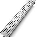 WEBANG 24 Inch Linear Shower Drain Rectangular Floor Drain with Accessories Rainline Pattern Cover Grate Removable SUS304 Stainless Steel CUPC Certified Brushed