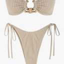 ZAFUL Bikini Sets for Women Strapless Top Sexy High Cut Bathing Suit Bandeau Two Piece Swimsuit String Beach Swim Suit 2026 XS