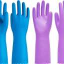PACIFIC PPE 2 Pairs Dishwashing Cleaning Gloves with Latex free, Cotton lining, Kitchen Gloves (Purple/Blue, Small)