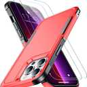 SPIDERCASE Designed for iPhone 13 Pro Case, [10 FT Military Grade Drop Protection] [with 2 pcs Tempered Glass Screen Protector] Cover for iPhone 13 Pro 6.1 inch (Dark Red)