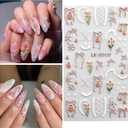 Bow Nail Art Stickers 5D Embossed Flower Nail Decals Spring Summer 3D Self Adhesive Bow Heart Nails Decoration Supplies for Women Nails Design