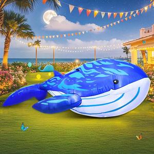 8 FT Whale Inflatable Decoration, Spring Inflatable Blow Up Animal Decorations Built LED Lights for Outdoor Yard Farm Lawn Holiday Garden Birthday Party