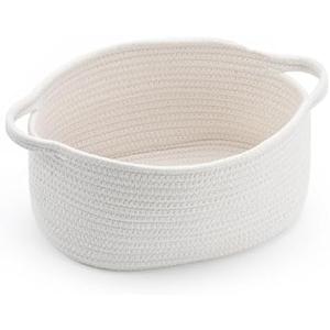 Happyiren Cute Woven Storage Basket with Handle, Baskets for Gifts Empty, Gift Baskets for Burr Valentines Day Birthday Baby Shower, Decorative Organizer Container for Baby Toy, 13" D x 8" W x 6" H