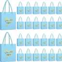 Honoson 30 Pcs Mini Gift Bag with Handle 4 x 2.75 x 4.5'' Small Thank You Paper Bag for Wedding Baby Shower Birthday Graduation Thanksgiving Party Favor Supplies(Light Blue/Gold)