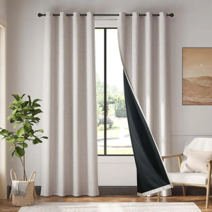 jinchan Room Darkening Curtains 90 Inch Long Grey, Faux Linen Curtain for Living Room, Thermal Insulated Room Darkening Grommet Top Window Drape, 2 Panels for Bedroom Gray