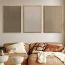 PHOPAGO 24x36in Large Minimalist Abstract Framed Wall Art Modern Boho Neutral Line Wall Decor Geometric Artwork Bedroom Living Room Natural Framed, 24" x 36" x 3 Pcs Natural