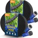 100FT Soaker Hose, Heavy Duty Double Layer Gardening Hoses, Save 80% Water, Flexible Leakproof, Drip Irrigation Tubing for Garden Beds and Lawns (50 FT x 2Pack)
