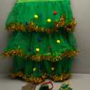 Berlune 7 Pcs Christmas Tree Costume Set for Women Outfit Dress Hat Headband Bag Glasses Frame Socks Sequins, L