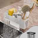 Kitchen Sink Caddy Organizer, Sponge Holder for Kitchen Sink with Upgraded Extra-Wide Drain Board, Efficient Drainage, Stainless Steel with Rust-Resistant Coating