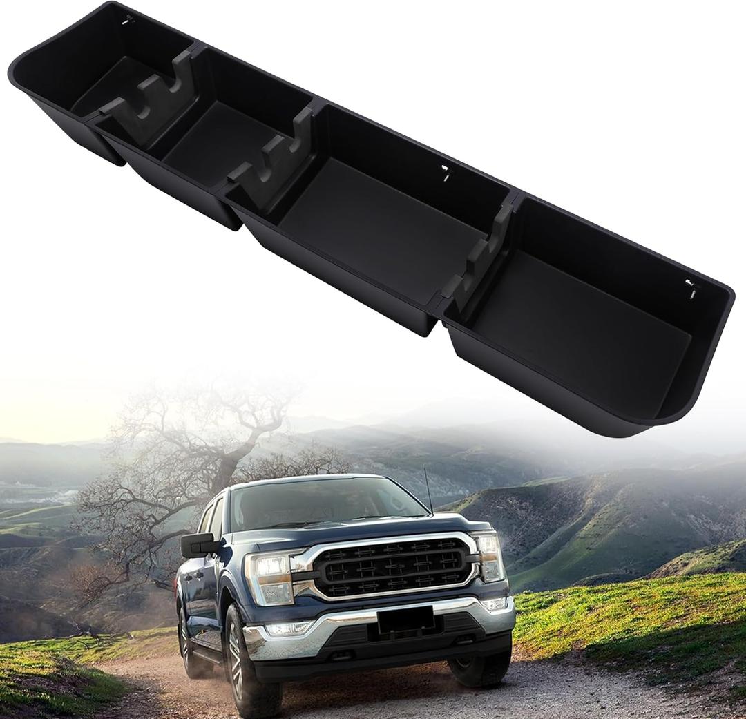 POPSTORE Under Seat Storage Compatible with 2015-2026 Ford F150 SuperCrew & Crew Cab, 2017-2026 Ford F250 F350 F450 F550 Super Duty Upgraded Rear Under Seat Organizer Cargo Box