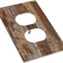 Vintage Board Rustic Brown Wood Texture Outlet Covers 1 Gang Duplex Light Switch Cover Decorative Switch Plates Electrical Receptacle Faceplate Wall Plate for Farmhouse Home Decor