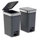 2Pack Small Bathroom Trash Can with Lid Soft Close, 10 Liter/2.6 Gallon Slim Garbage Can-Metal Step and Press top Lid, Mini Modern Waste Basket for Toilet, Office, Bedroom,Dorm,Dark Gray