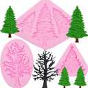 Christmas Tree Fondant Cake Silicone Mold 3 Pcs for Xmas Birthday Party Chocolate Cake Decoration Candy Cupcake Topper Cake Polymer Clay Crafts Epoxy Resin