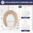 Luxury Soft Microfiber Toilet Lid Cover Machine Washable Solid Toilet Seat Cover 17.5" x 15" Adjustable Rubber Backing Fits Most 16-17.5" L x 14-16" W Round Oblong and Elongated Toilet Seat