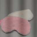 2 Pcs Plush Fluffy Eye Mask Soft Sleeping Blindfold Eye Cover Comfortable Furry Faux Fur Sleeping Mask Satin Nap Night Eyeshade Cover for Women Men Gift (White, Pink)
