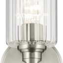 Kichler Gioe 5" 1-Light Wall Sconce with Clear Fluted Glass in Brushed Nickel, Damp Rated, for Powder Room, Kitchen, Hallway, Bedroom, Fireplace, (5" W x 9.5" H), 55224NIFLU