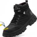 KELODON Waterproof Steel Toe Boots For Men-6 Inch Comfortable Mens Safety Work Boots Indestructible Steel Toe Shoes Lightweight Non Slip Puncture Resistant Industrial Construction Boot (9, All-black)