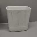 Polytree Bathroom Trash Can 1.8 Gallon(7 Liter) Small Kitchen Garbage Can,Decor Wastebasket for Bedroom Office,Resin Marble White