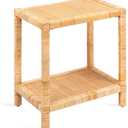 Kate and Laurel Rafina Coastal Rectangle Rattan Side Table, 22 x 14 x 24, Natural Brown, Transitional Boho Rectangular Woven Rattan End Table for Use as Living Room Decor Accent