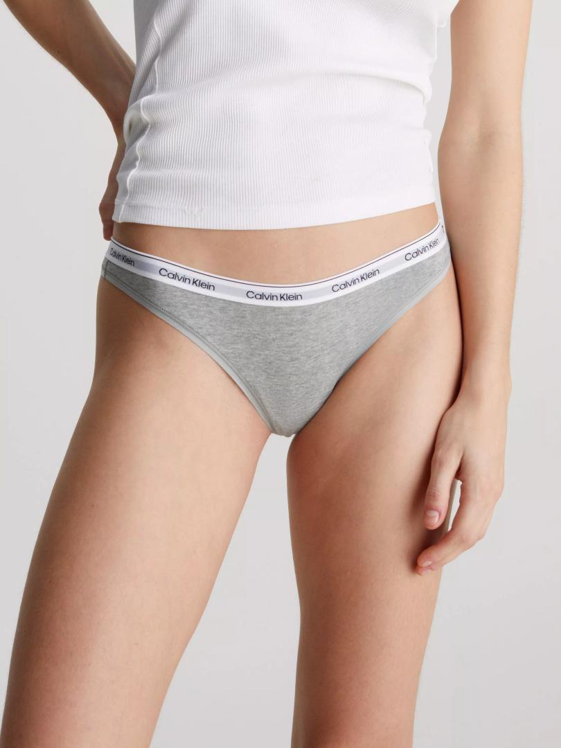 Calvin Klein Women's Modern Cotton Thong Panty, Grey Heather, Small