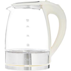 COOK WITH COLOR Electric Tea Kettle, 1.8L Cordless Hot Water Boiler, 1200W Rapid Boil, Auto Shutoff & Boil Dry Protection, BPA-Free, Sleek Countertop Design, Cream (1.9 Quarts)