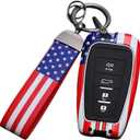 American USA Flag Key Fob Cover, Key Case,Keychain, Accessories Compatible with Toyota RAV4 Camry Avalon C-HR Highlander Prius GT86 (Model-D)