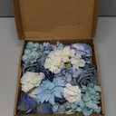 Garisey Artificial Flowers Combo Box Set Dusty Blue Flowers for DIY Wedding Bouquet Arrangements Bridal Shower Party Home Decorations(White Blue Rose)