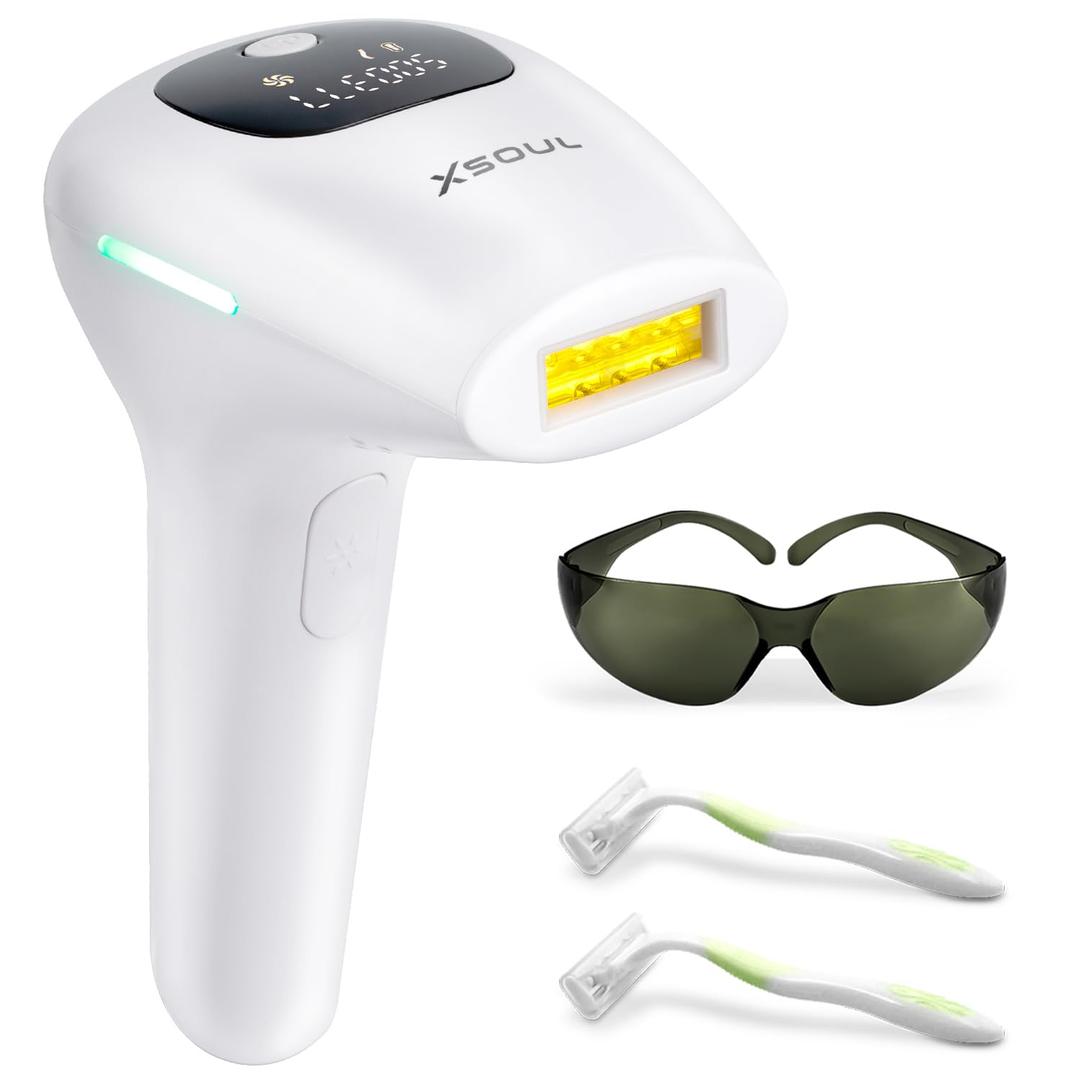 XSOUL At-Home IPL Hair Removal for Women and Men Permanent Hair Removal 999,999 Flashes Painless Hair Remover on Armpits Back Legs Arms Face Bikini Line, Corded (White)
