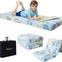 MeMoreCool Foldable Floor Mattress for Kids, Glow Dinosaur Trifold Nap Mat for Toddlers, Portable Sleeping Futon for Daycare or Floor Bed, 57x22 Inch