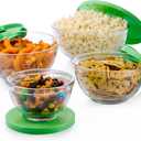 Libbey Baker's Basics 4 Piece Glass Mixing Bowl Set with Plastic Lids - Elegant Nesting Bowls - Glass Mixing Bowls with Lids to Store, Serve and More