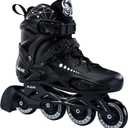 Professional Inline Skates for Men Women, Fitness Roller Skates Adult Male Female, Comfortable Breathable Speed Racing Skates with Washable Lining, Beginner Unisex, Black