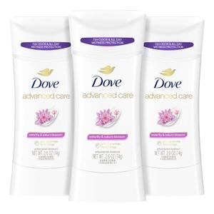 Dove Advanced Care Antiperspirant Deodorant Stick Waterlily & Sakura Blossom 3ct For underarm care with Pro Ceramide technology with 72-hour odor control and sweat protection for soft underarms (7.8 Ounce (Pack of 1))