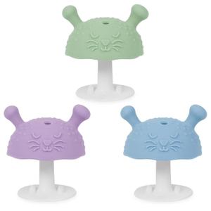 Juego de juguetes de denticin de silicona suave | Juguete fcil de agarrar para aliviar la denticin del beb, ms de 3 meses y alivia las encas doloridas, 3 mordedores de silicona sin (Verde+Prpura+Azul)