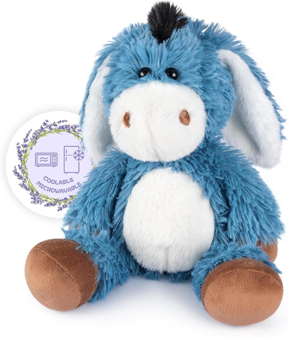 Heatable and Coolable Donkey Stuffed Animals, Microwavable Stuffed Animal Heating Pads for Soothing, Lavender Scent Donkey Plush for Discomfort, Plushies Gift for Kids & Adults'