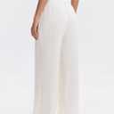 Abonlen Wide Leg Pants for Women Casual Flowy Crepe Trousers Wrinkle Free Relaxed Fit Lounge Work Business with Pockets