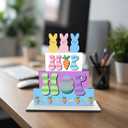 Easter Decorations Peeps Decorations Easter Carrot Decor Wooden Table Decor for Home Office Living Room Bathroom Bedroom Farmhouse Shelves Desk 6.4x6.4x0.2 inches