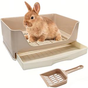 BWOGUE Large Rabbit Litter Box Toilet,Potty Trainer Corner Bedding with Drawer Larger Pet Pan for Adult Guinea Pigs, Rabbits, Hamster, Chinchilla, Ferret, Galesaur, Small Animals(White)