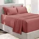 Hearth & Harbor Bed Sheets, Luxury Soft 6 Piece Bed Sheet Set Extra Deep Pocket Fitted Sheets Fits Mattress up to 21", Double Brushed Bedding Sheets & Pillowcases (Queen, Pink Rose)