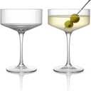 LEMONSODA Clear Martini Coupe Glasses - Classic Barware for Espresso Martini, Manhattan, Cosmopolitan – Handcrafted Luxury Glassware for Home Entertaining (Clear 6.5oz, Set of 3)