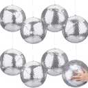 HyDren 8 Set Inflatable Disco Ball with Cover Foldable Hanging Mirror Disco Ornaments for Summer Beach Wedding Birthday Baby Shower Bachelorette Party Indoor Outdoor (12 Inch)