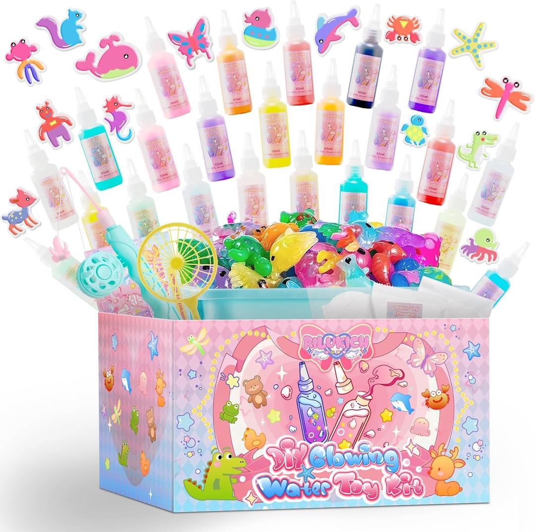 Magic Water Aqua Elf Fairy Toy Kit, Magic Water Gel Kit -24 Magic Gel&16 Molds - DIY Squishy Maker Aqua Fairy Pets Creative Art Crafts Kits for Kids