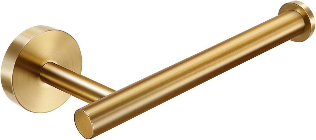 Gold Toilet Paper Roll Holder, EdenGrip SUS 304 Stainless Steel Round TP Hanger, Stylish Brushed Gold Toilet Paper Holder Wall Mount for Bathroom, Kitchen, Washroom