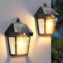 DERAYSION Solar Porch Lights Outdoor, 9 Inch Solar Wall Lanterns with Motion Sensor, 3 Mode Adjustable Brightness Waterproof Outdoor Solar Lights for Porch Door Patio Fence Garage -2 Pack