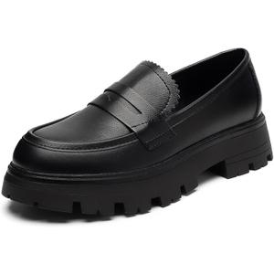 Cestfini Platform Chunky Loafers for Women (10, Matte Black)