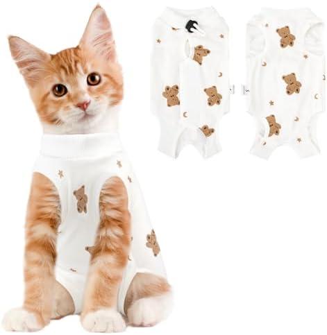 Cat Recovery Suit Female, Breathable Cat Onesie After Surgery Female for Abdominal Wounds or Skin Diseases, Surgery Recovery Suit Kitten Onesie After Spay Wear Anti Licking, S 