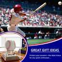 Baseball Display Case, Baseball Display Stand with LED Lights , Wooden Stand and a Bronze Medal,Cube Baseball Holder Display case, Acrylic Clear Ball Protector for Memorabilia Baseball Gifts